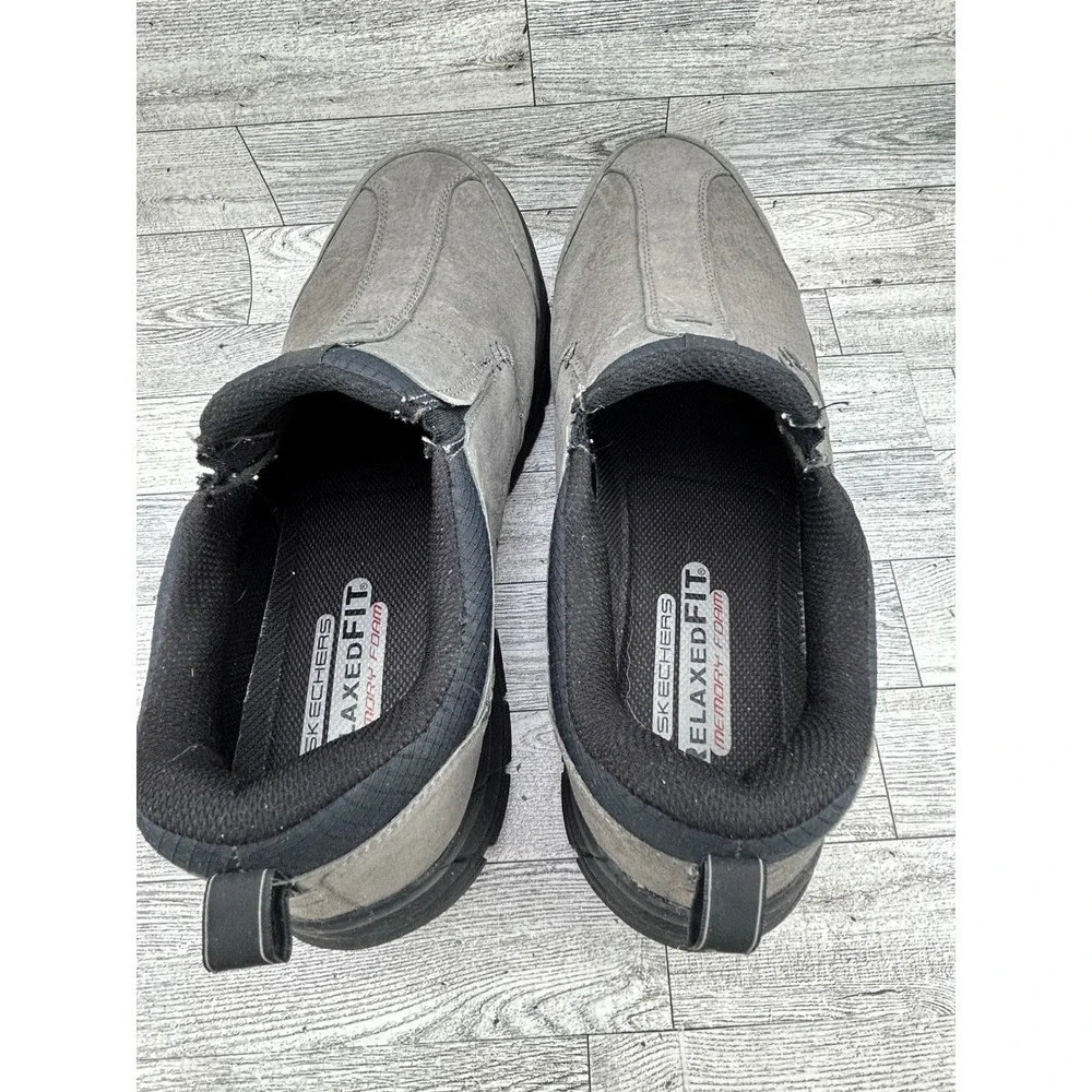 Skechers Men Relaxed Fit Memory Foam Slip On Leather Loafers Gray 51292 Size 14
